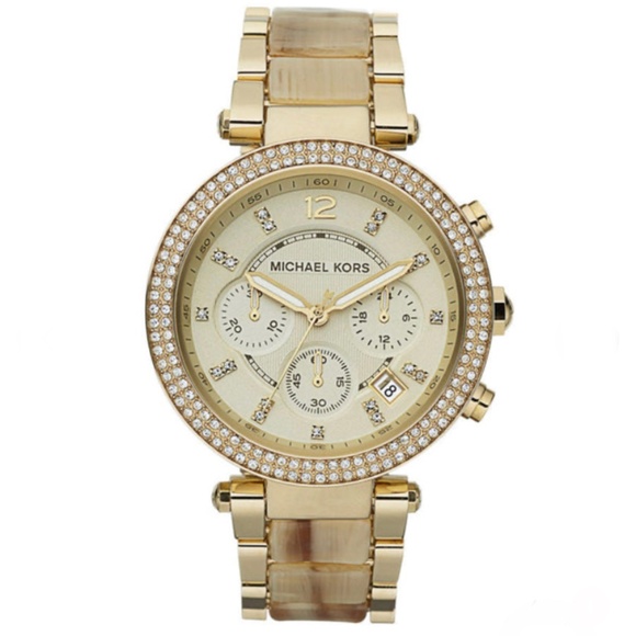 MICHAEL KORS MK PARKER 5632 BLOND TORTOISE WRIST QUARTZ BRACELET WATCH - Picture 1 of 14